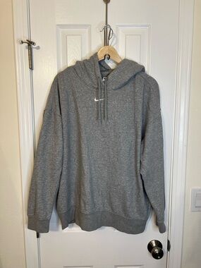 Nike Gray Crewneck Pullover Hoodie with Swoosh